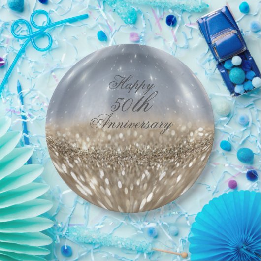 Gold Glitter Ball Paper-Borden Papieren Bordje (Feest)