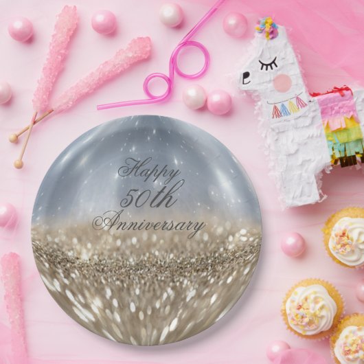 Gold Glitter Ball Paper-Borden Papieren Bordje (Feest)