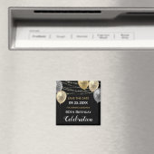 Gold Glitter-ballonnen 60th Birthday Save the Date Magneet (Insitu (Vaatwasser))