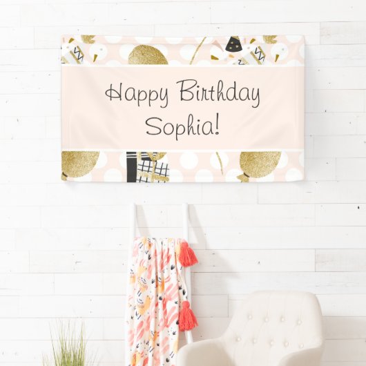 Gold Glitter-ballonnen en Kind van feestdagen bij  Spandoek (Insitu)