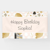 Gold Glitter-ballonnen en Kind van feestdagen bij  Spandoek (Horizontaal)