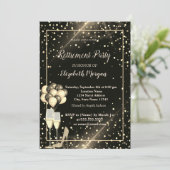 Gold Glitter, ballonnen, Stippen Pensioenpartij Kaart (Staand voorkant)