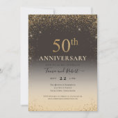 Gold Glitter Balloon 50e Jubileum Kaart (Voorkant)