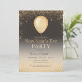 Gold Glitter Balloon nieuwjaarsfeest Kaart (Staand voorkant)