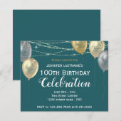 Gold Glitter Balloons 100e verjaardag (Voorkant / Achterkant)