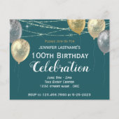 Gold Glitter Balloons 100e verjaardag (Voorkant)