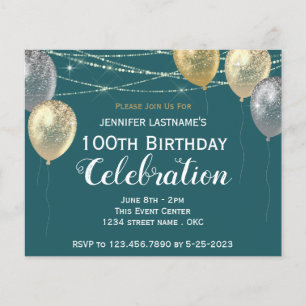 Gold Glitter Balloons 100e verjaardag