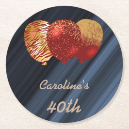 Gold Glitter Balloons 40e verjaardag Ronde Kartonnen Onderzetter