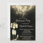 Gold Glitter, Balloons Confetti Retirement Party Kaart (Voorkant)