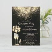 Gold Glitter, Balloons Confetti Retirement Party Kaart (Staand voorkant)