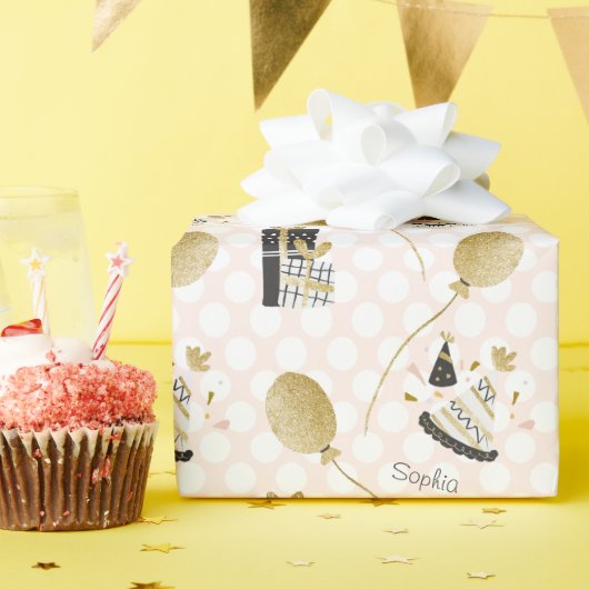 Gold Glitter Balloons en Petten van feestdagen Cadeaupapier (Verjaardagsfeest)