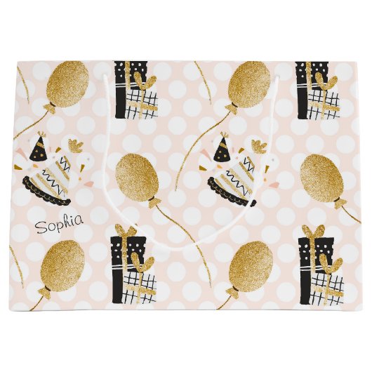 Gold Glitter Balloons en Petten van feestdagen Groot Cadeauzakje (Voorkant)