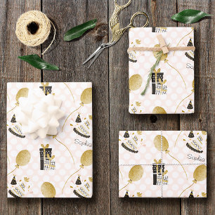 Gold Glitter Balloons en Petten van feestdagen Inpakpapier Vel