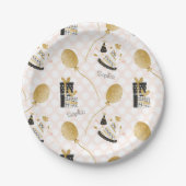 Gold Glitter Balloons en Petten van feestdagen Papieren Bordje (Voorkant)