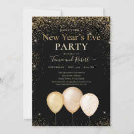 Gold Glitter Balloons Nieuwjaar Kaart