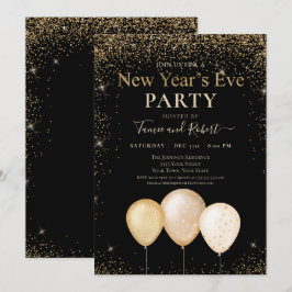 Gold Glitter Balloons Nieuwjaar Kaart