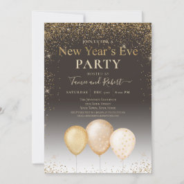 Gold Glitter Balloons Taupe Nieuwjaar Eve Party Kaart
