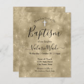 Gold Glitter Baptism Budget Invitations (Voorkant / Achterkant)