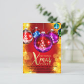 Gold Glitter Baubles kerstfeest uitnodiging (Staand voorkant)