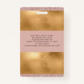 Gold Glitter Beauty Salon Logo Fotolijst ID Badge (Achterkant)