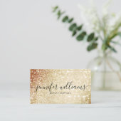 Gold Glitter Beauty Stylist Modern Calligrafie Visitekaartje (Staand voorkant)
