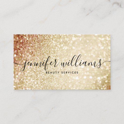 Gold Glitter Beauty Stylist Modern Calligrafie Visitekaartje (Voorkant)