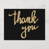 Gold Glitter Bedankt Typografie Script Briefkaart (Voorkant)