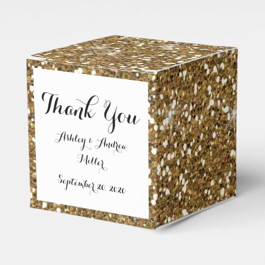 Gold Glitter bedrukt Bedankdoosjes (Voorkant Zijde)