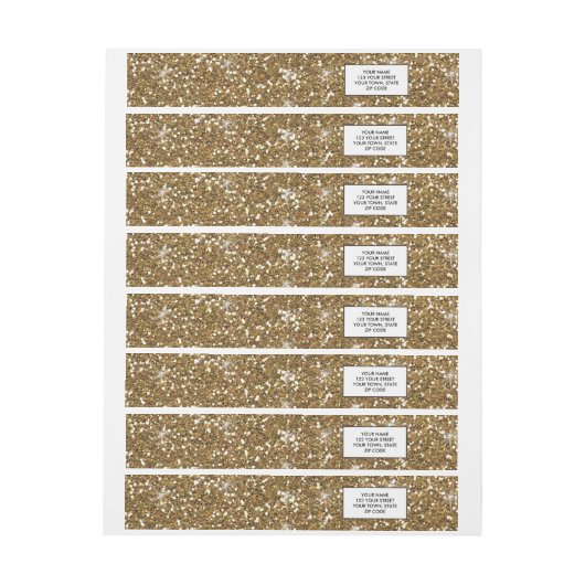 Gold Glitter bedrukt Omwikkelbaar Adreslabel (Vel)