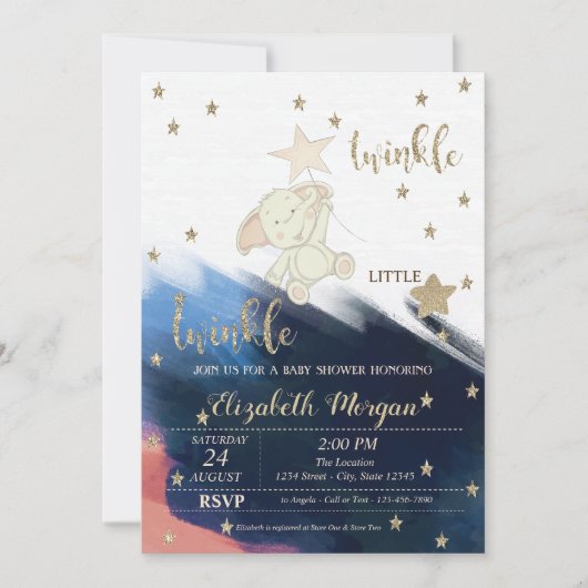 Gold Glitter Beer Twinkle Little Star Baby shower Kaart (Voorkant)