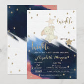 Gold Glitter Beer Twinkle Little Star Baby shower Kaart (Voorkant / Achterkant)