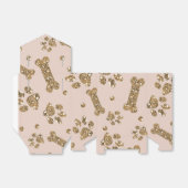 Gold Glitter Beige Blush Pet Paw Bone Puppy Dog Bedankdoosjes (Uitgevouwen)