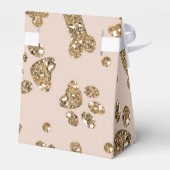 Gold Glitter Beige Blush Pet Paw Bone Puppy Dog Bedankdoosjes (Achterkant)