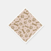 Gold Glitter Beige Blush Pet Paw Bone Puppy Dog Servet (Hoek)
