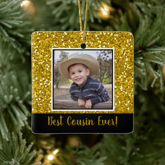 Gold Glitter Best Cousin Ooit Kerstmis Keramisch Ornament (Boom)