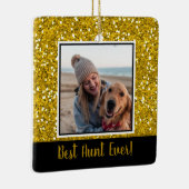 Gold Glitter Beste tante met kerst Keramisch Ornament (Rechts)