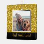 Gold Glitter Beste tante met kerst Keramisch Ornament (Links)