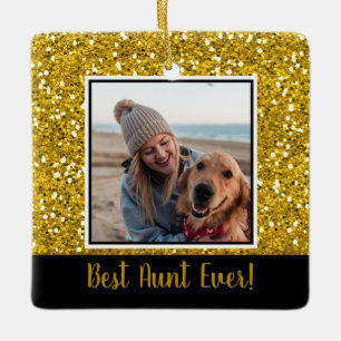 Gold Glitter Beste tante met kerst Keramisch Ornament