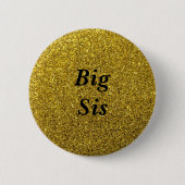 Gold Glitter Big Sis Baby shower Button (Voorkant)