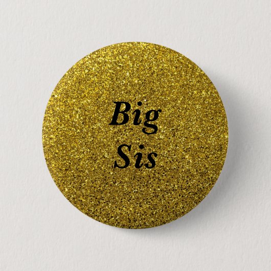 Gold Glitter Big Sis Baby shower Button (Voorkant)