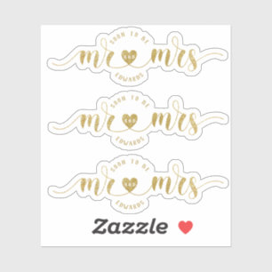 Gold glitter binnenkort Mr en Mrs Wedding Shower Sticker