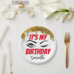 Gold Glitter Birthday 18th | 21e | 40e | 50e Papieren Bordje<br><div class="desc">Je krijgt een paar unieke papieren borden voor je verjaardagsfeest. De papieren borden worden geleverd met de goudglitterstijl en het is mijn BIRTHDAY Lettering in rood. Er is ook ruimte voor aanpassing zodat de papieren borden er speciaal uitzien voor je verjaardag.</div>