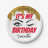 Gold Glitter Birthday 18th | 21e | 40e | 50e Papieren Bordje (Voorkant)