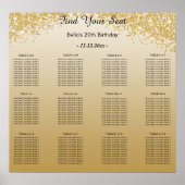 Gold Glitter Birthday Alphabetic Seating Plan Poster (Voorkant)