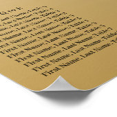 Gold Glitter Birthday Alphabetic Seating Plan Poster (Hoek)