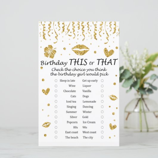 Gold glitter Birthday Dit spel (Staand voorkant)
