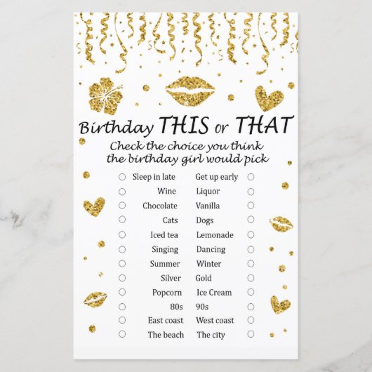 Gold glitter Birthday Dit spel (Voorkant)