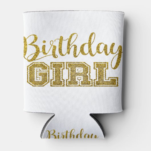 Gold Glitter | Birthday Girl Blikjeskoeler (Voorkant)