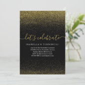 Gold Glitter Birthday Invitation Kaart (Staand voorkant)