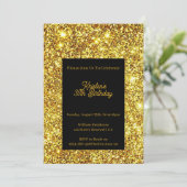 Gold Glitter Birthday Invitation Kaart (Staand voorkant)